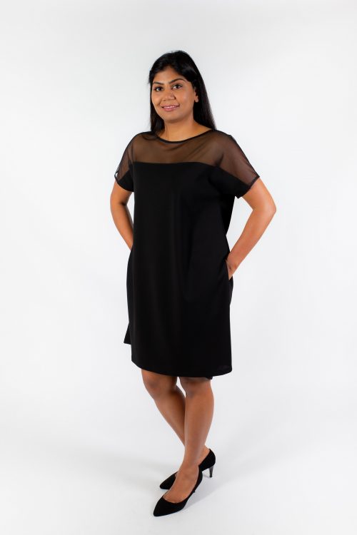 EMMA - shift dress with mesh top section