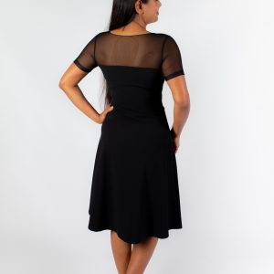 LUNA - A-line dress with mesh top section and short sleeves - office dress