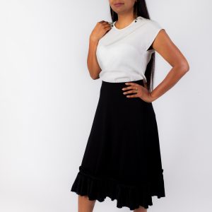 INES - flared midi skirt with ruffles at the bottom
