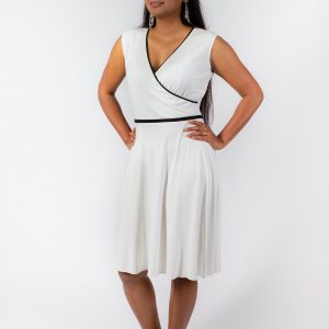ELENA - sleeveless V-neck wrap A-line dress with edge decoration
